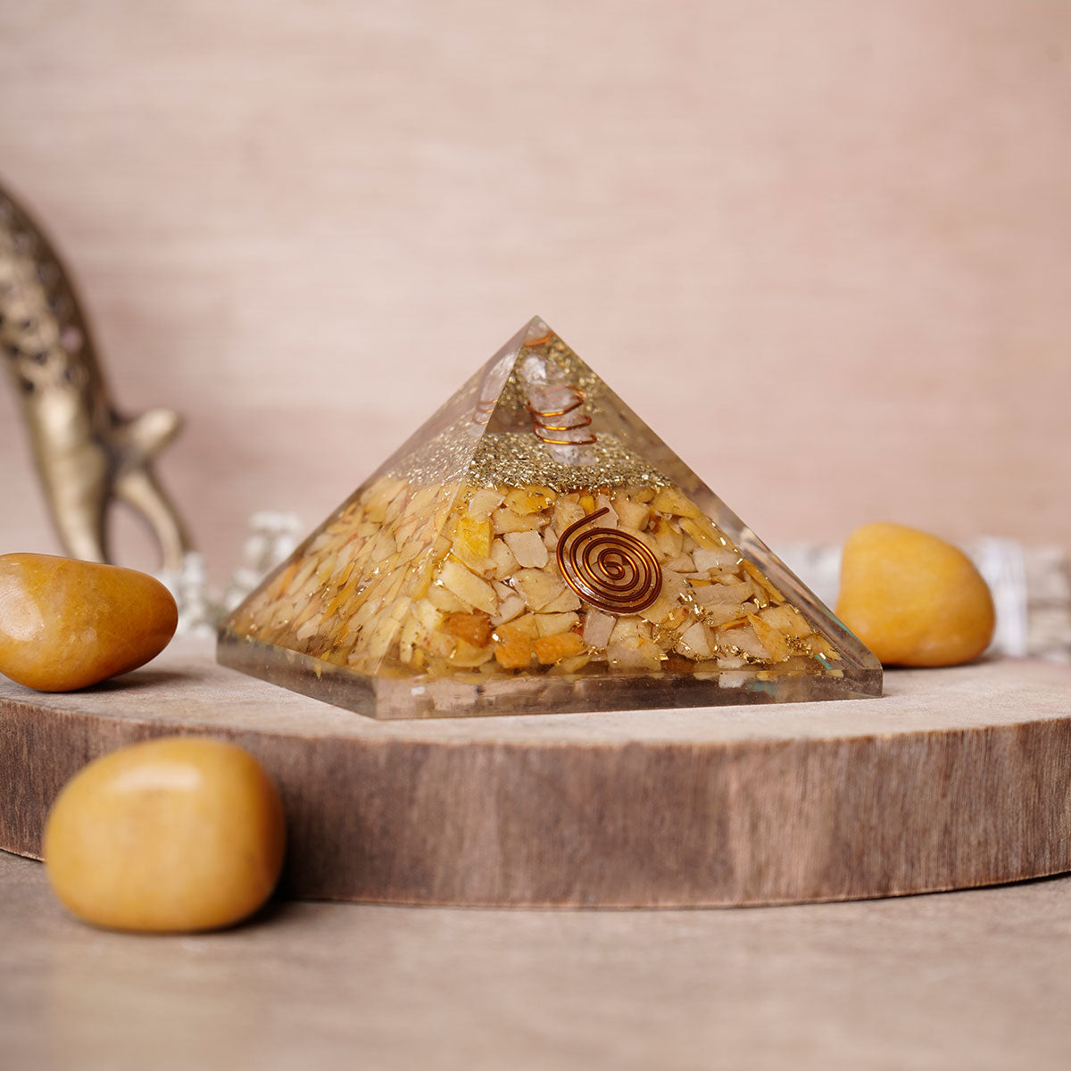 Yellow Quartz Crystal Orgone Pyramid