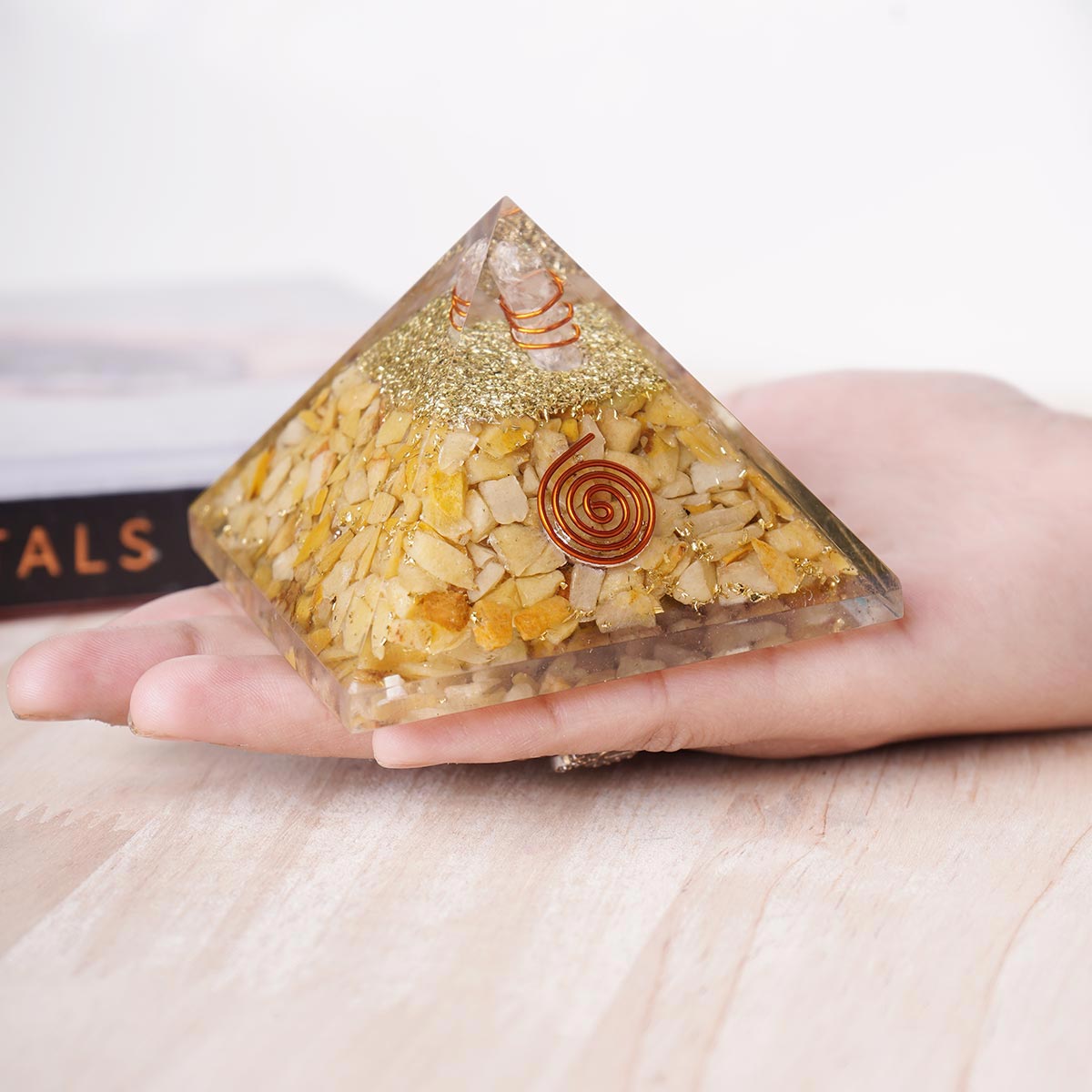 Yellow Quartz Crystal Orgone Pyramid