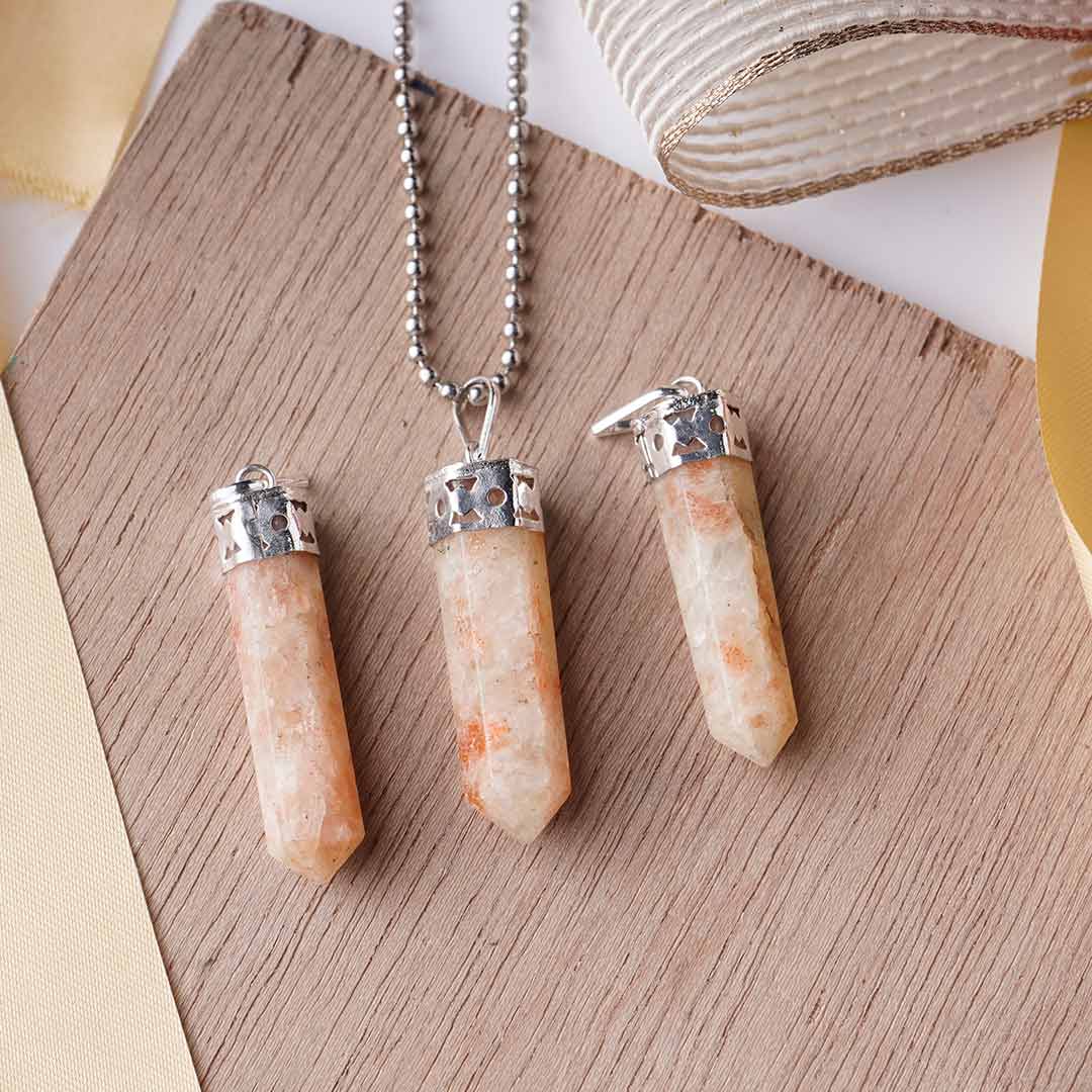 Sunstone Crystal Pencil Pendant