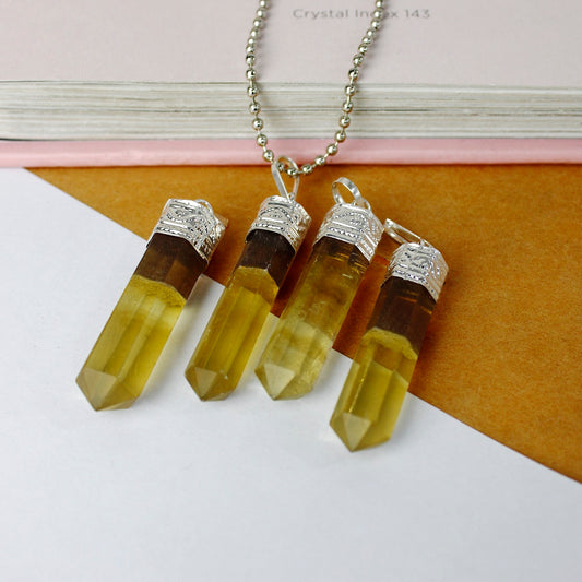 Yellow Fluorite Pencil Pendant