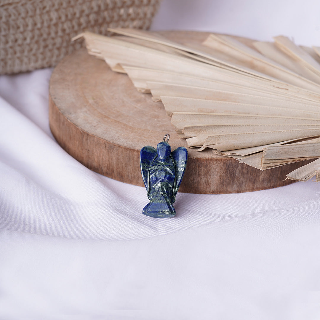 Lapis Lazuli Wire-Wrapped Angel Pendant