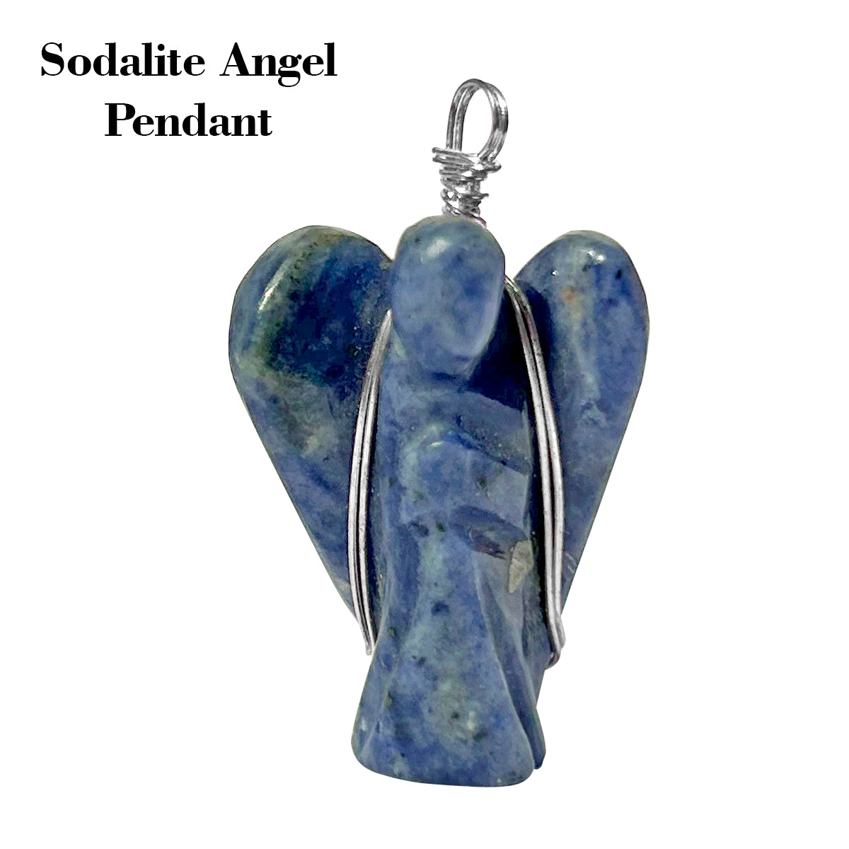 Sodalite Wire-Wrapped Angel Pendant