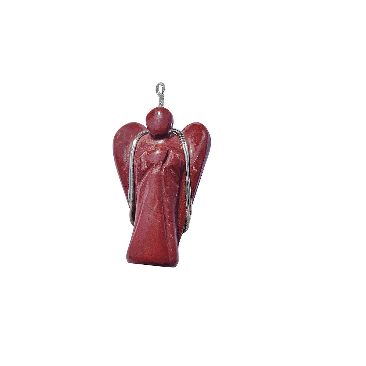 Red Jasper Wire-Wrapped Angel Pendant