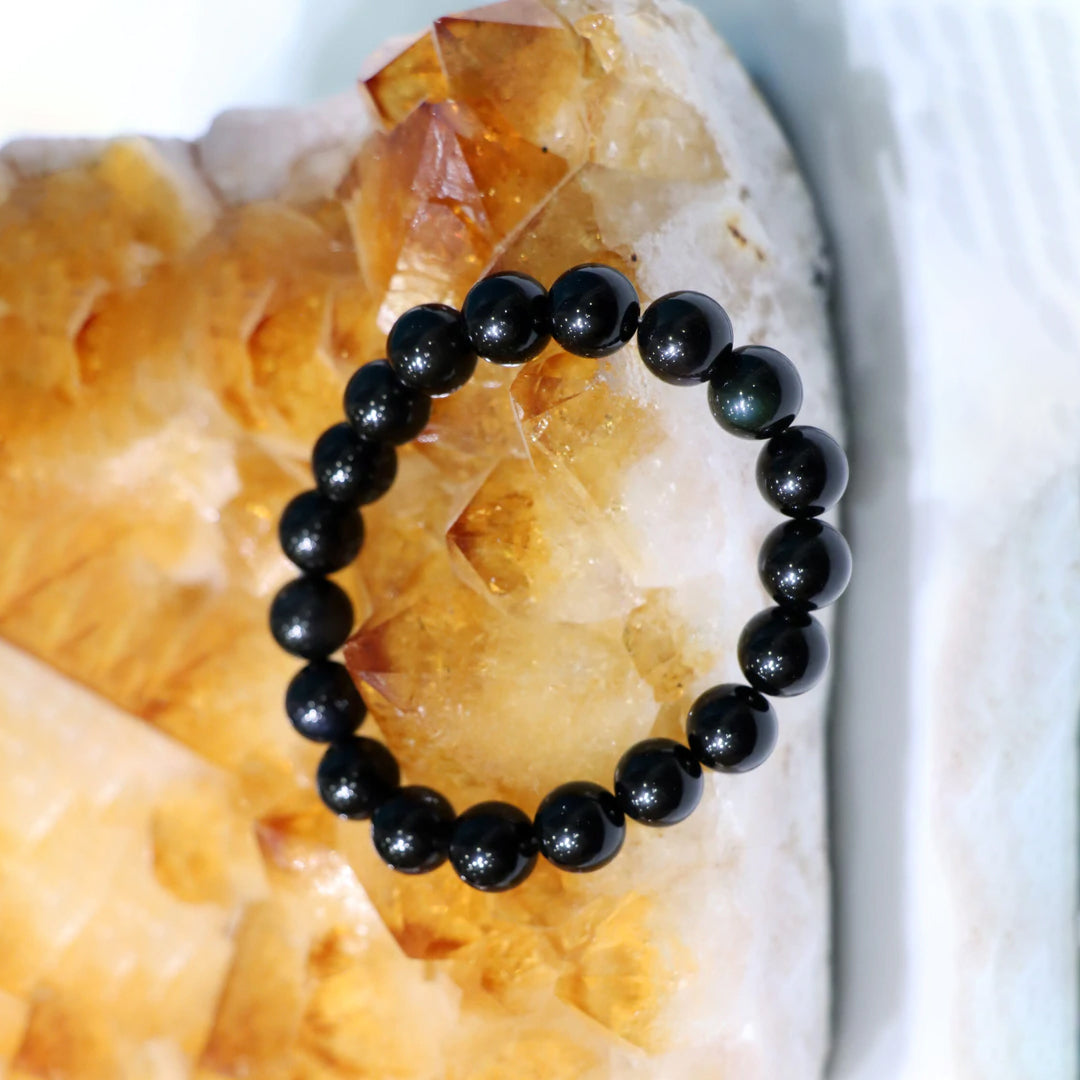 10 MM Black Obsidian Bracelets (18 Beads)