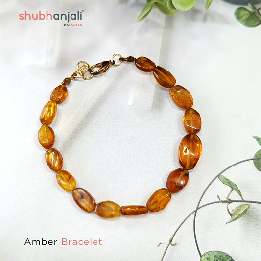 8mm Natural Amber Bracelet (24 Beads)