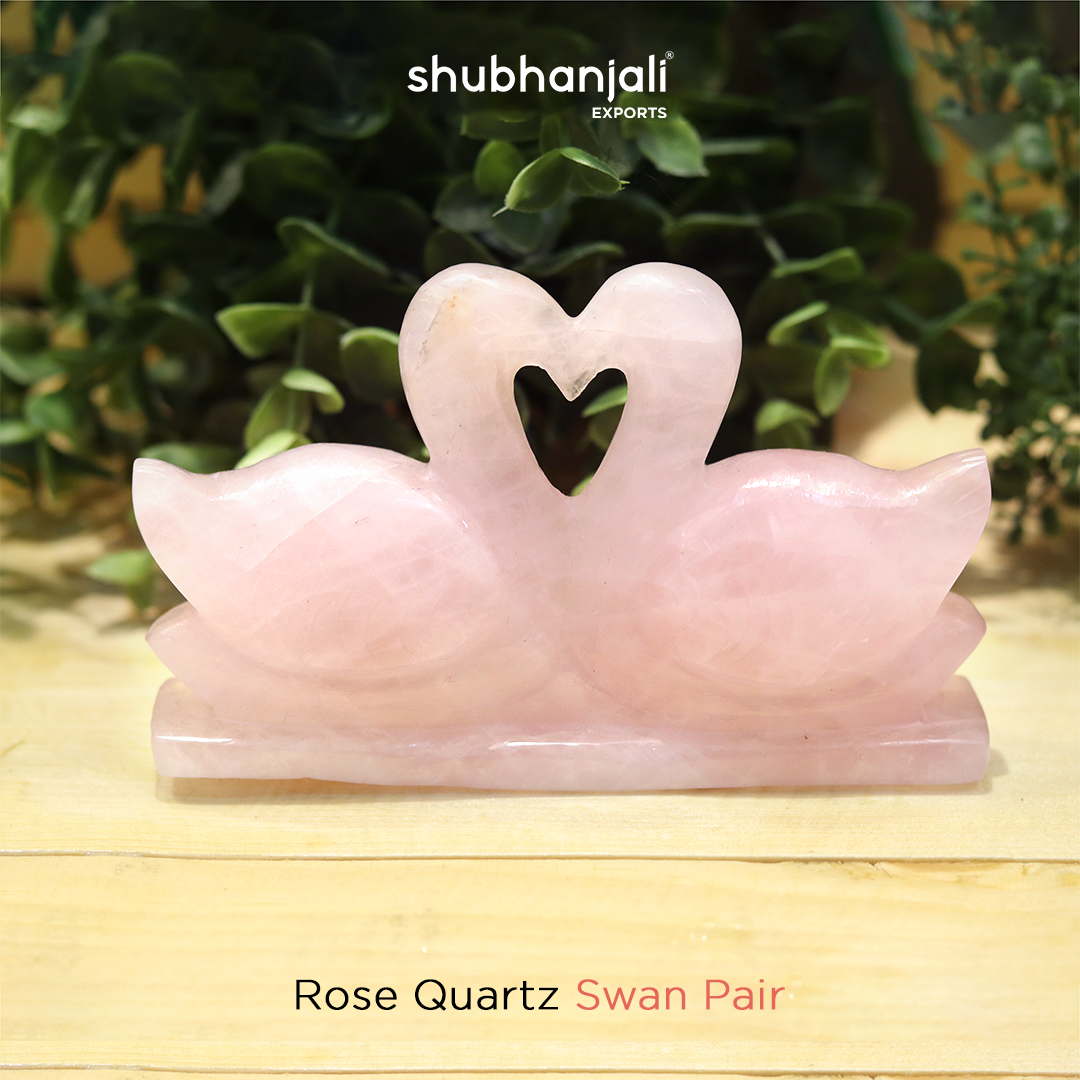 Rose Quartz Swan Pair