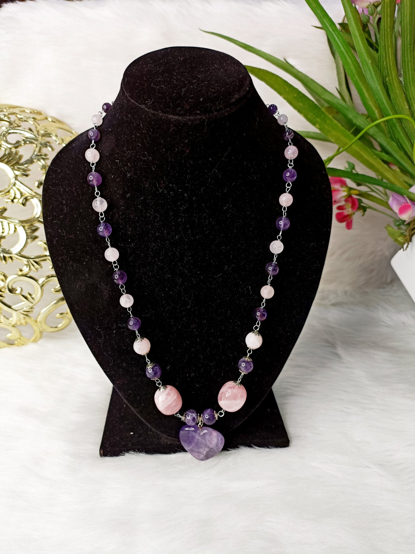 Amethyst Rose Quartz Necklace