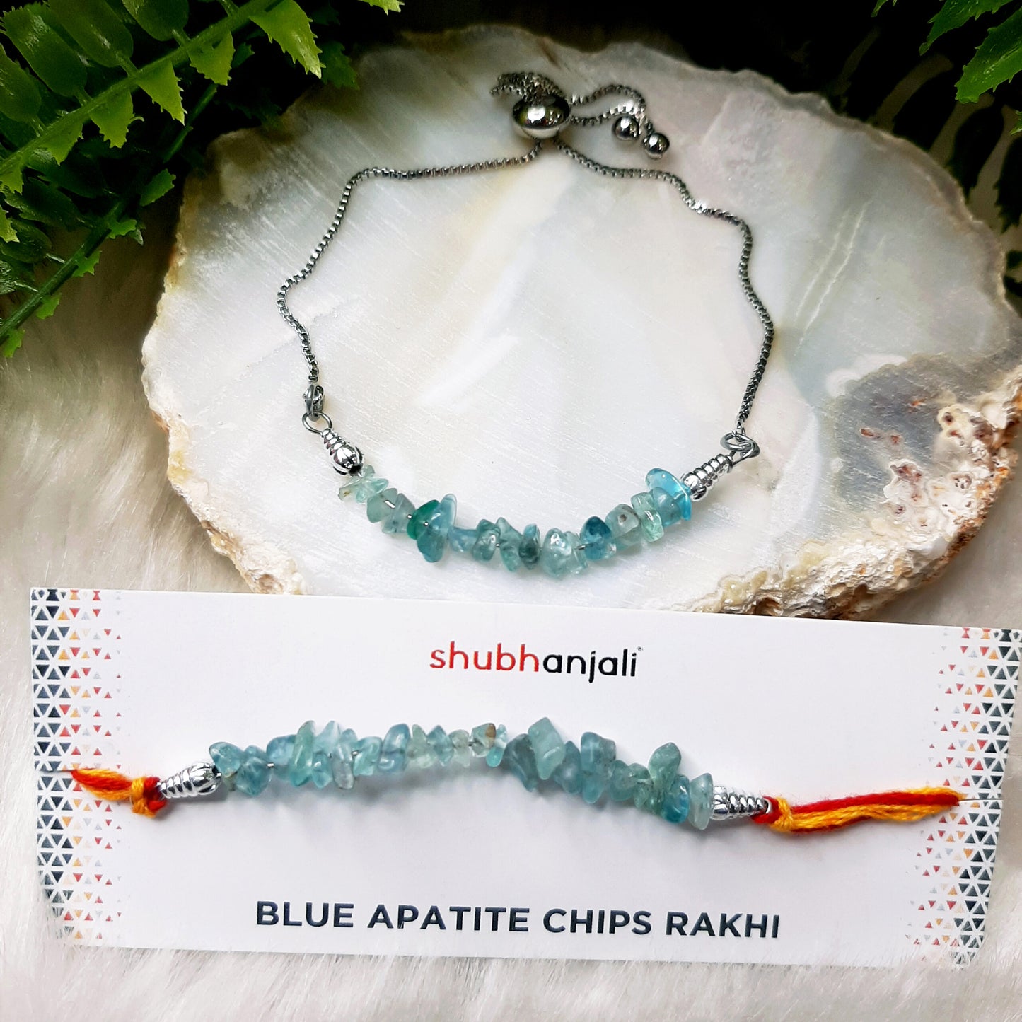 Blue Apatite Chips Rakhi