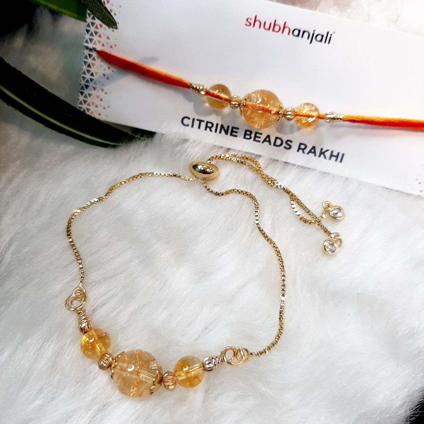 Citrine Beads Rakhi