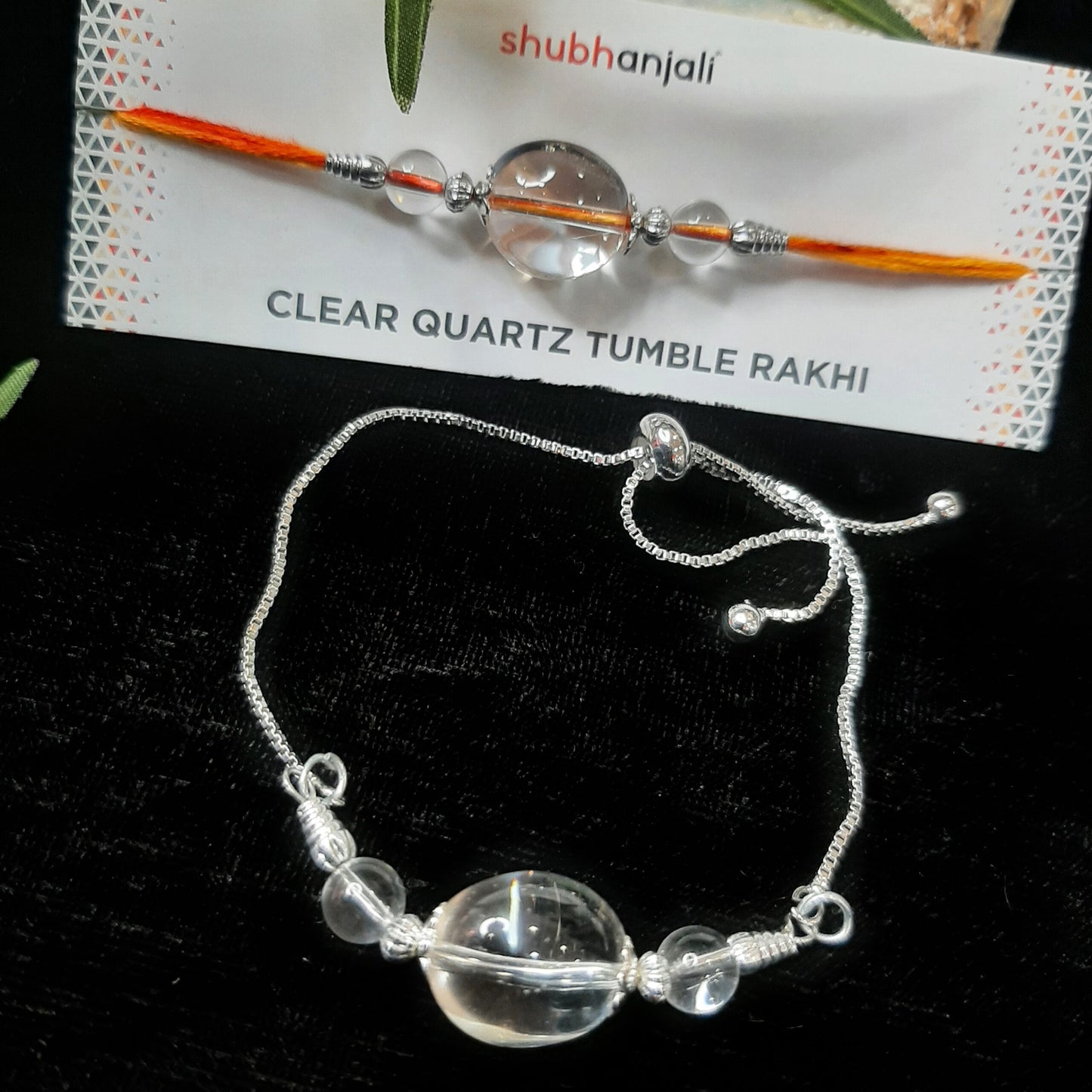 Clear Quartz Tumble Rakhi