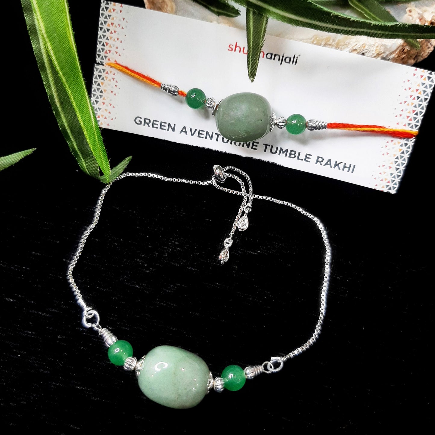 Green Aventurine Tumble Rakhi