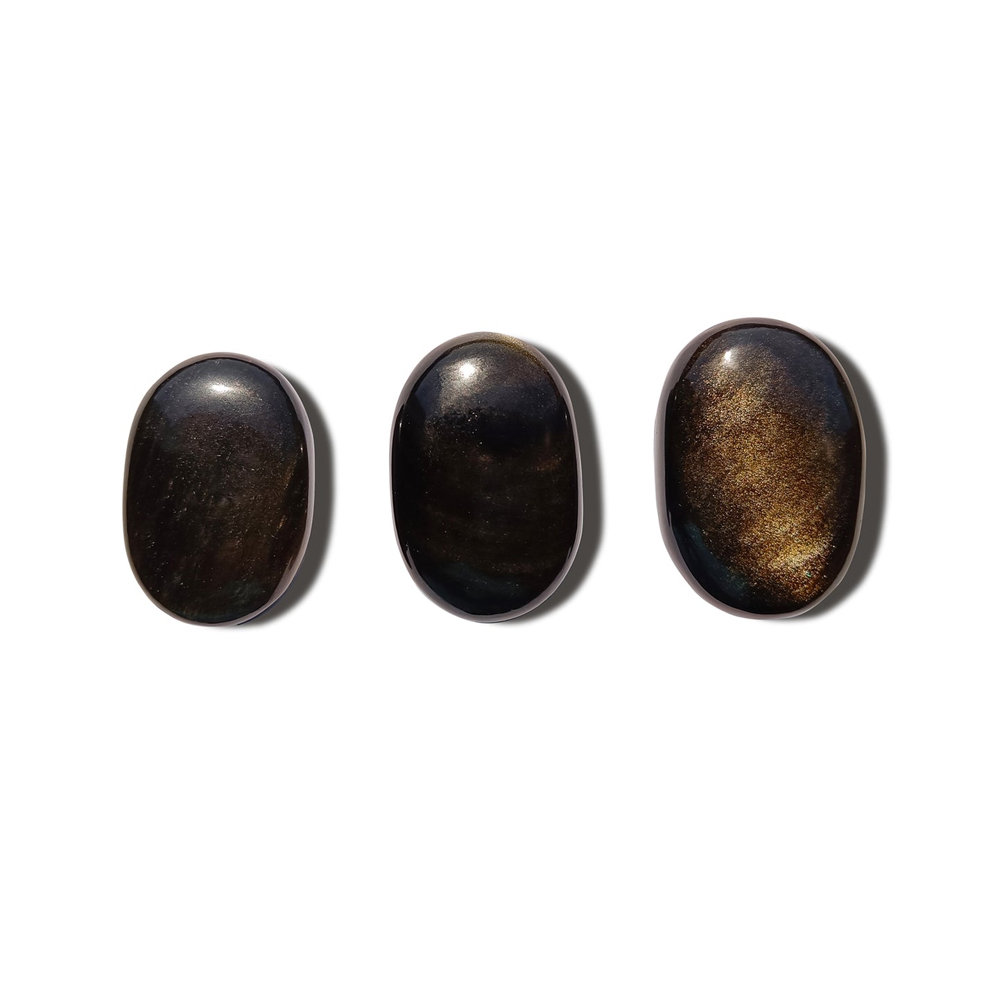 Golden Sheen Obsidian Palm Stone