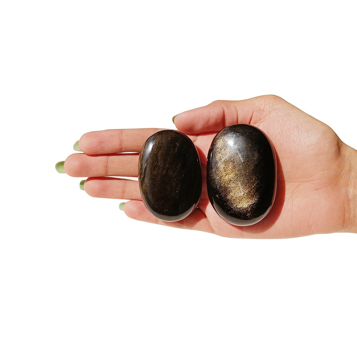 Golden Sheen Obsidian Palm Stone