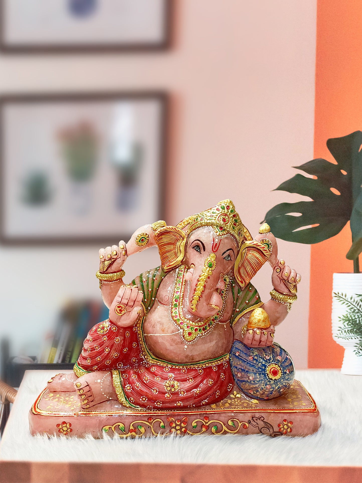 Rose Quartz Ganesha Idol-5644 Grams