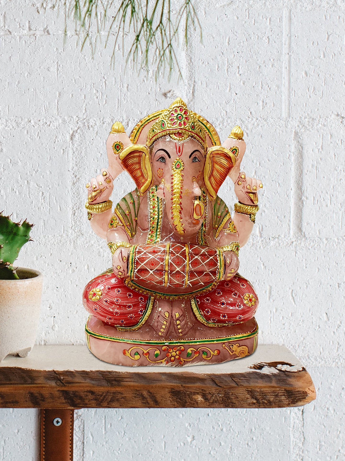 Rose Quartz Ganesh Statue-4963 grams