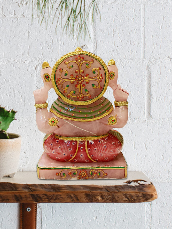 Rose Quartz Ganesh Statue-4963 grams