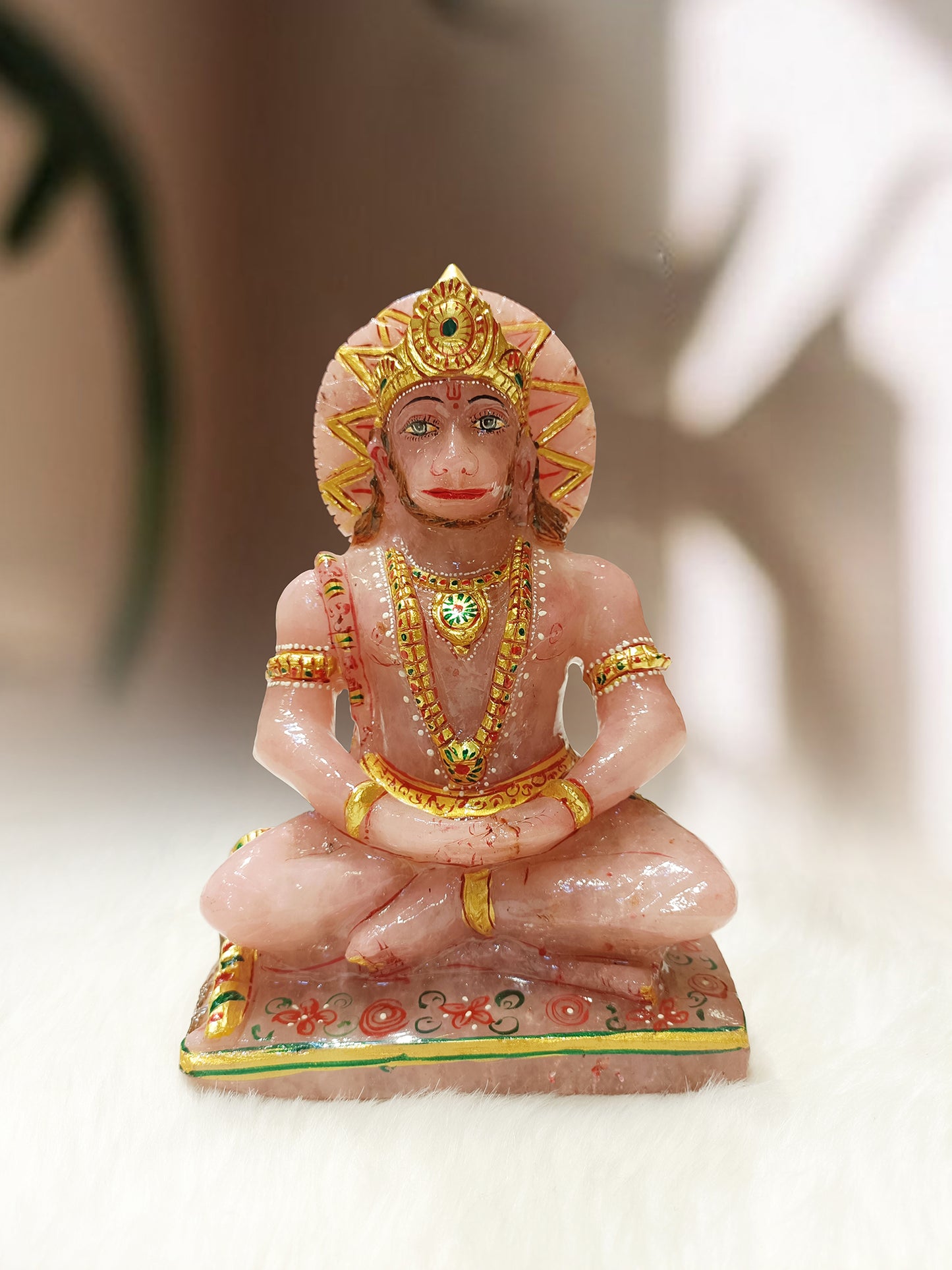 Rose Quartz Hanuman Ji Idol