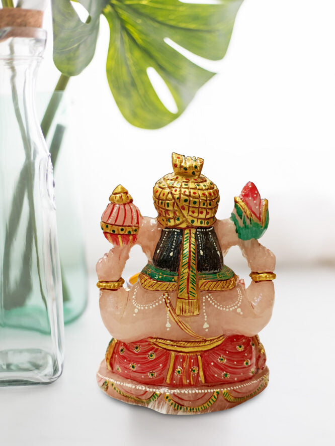 Rose Quartz Ganesh Statue- 2113 Grams