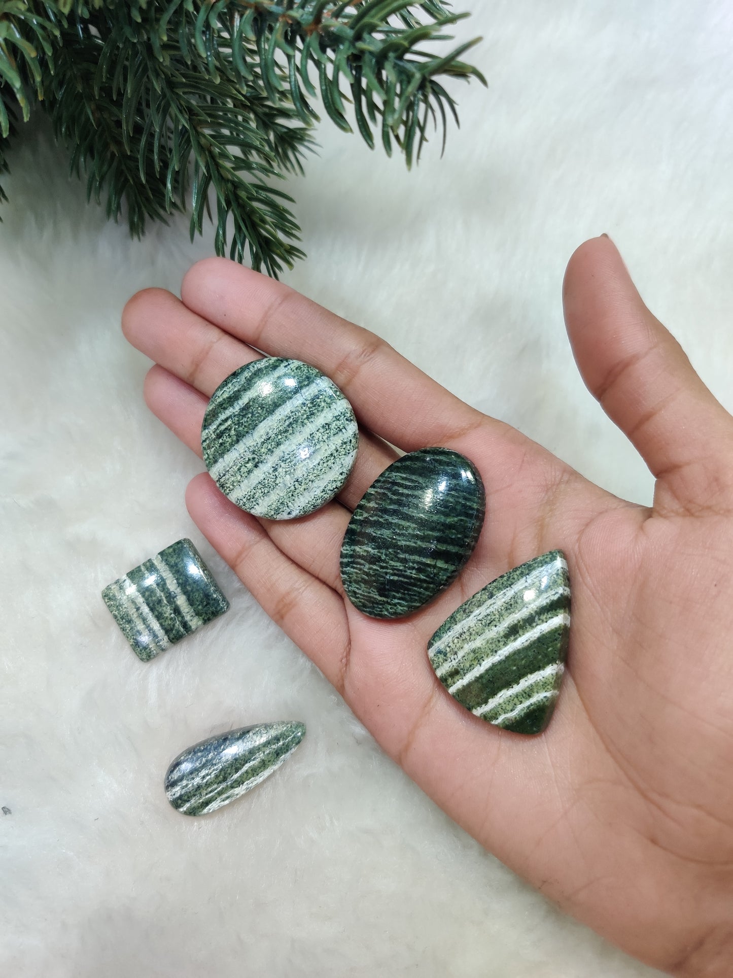 Green Zebra Cabochons