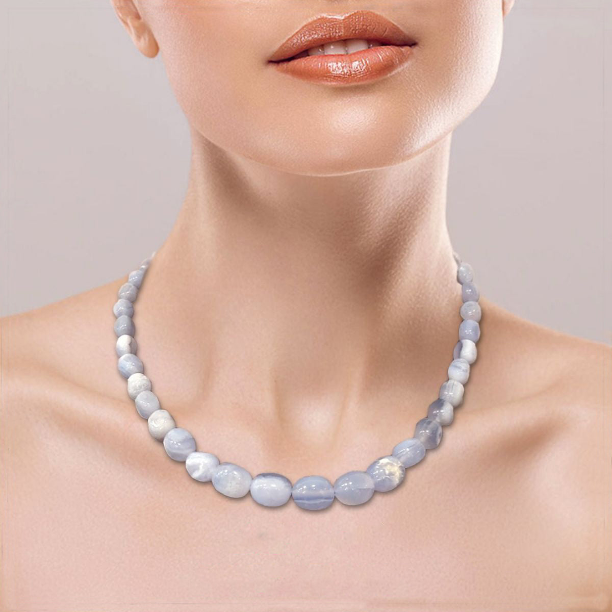 Blue Lace Agate Stone Necklace