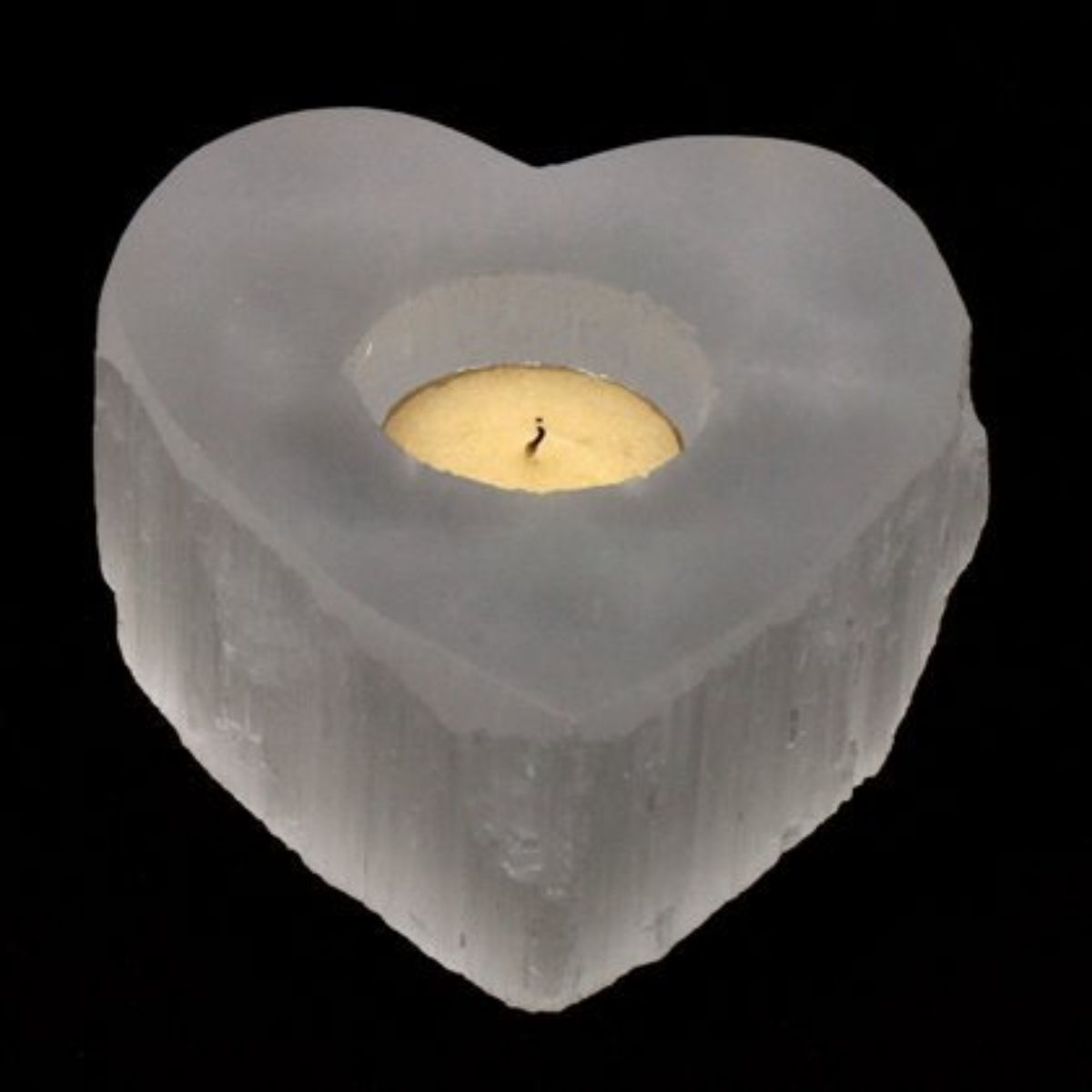 Selenite Tea Light Candle Heart Shape Holder