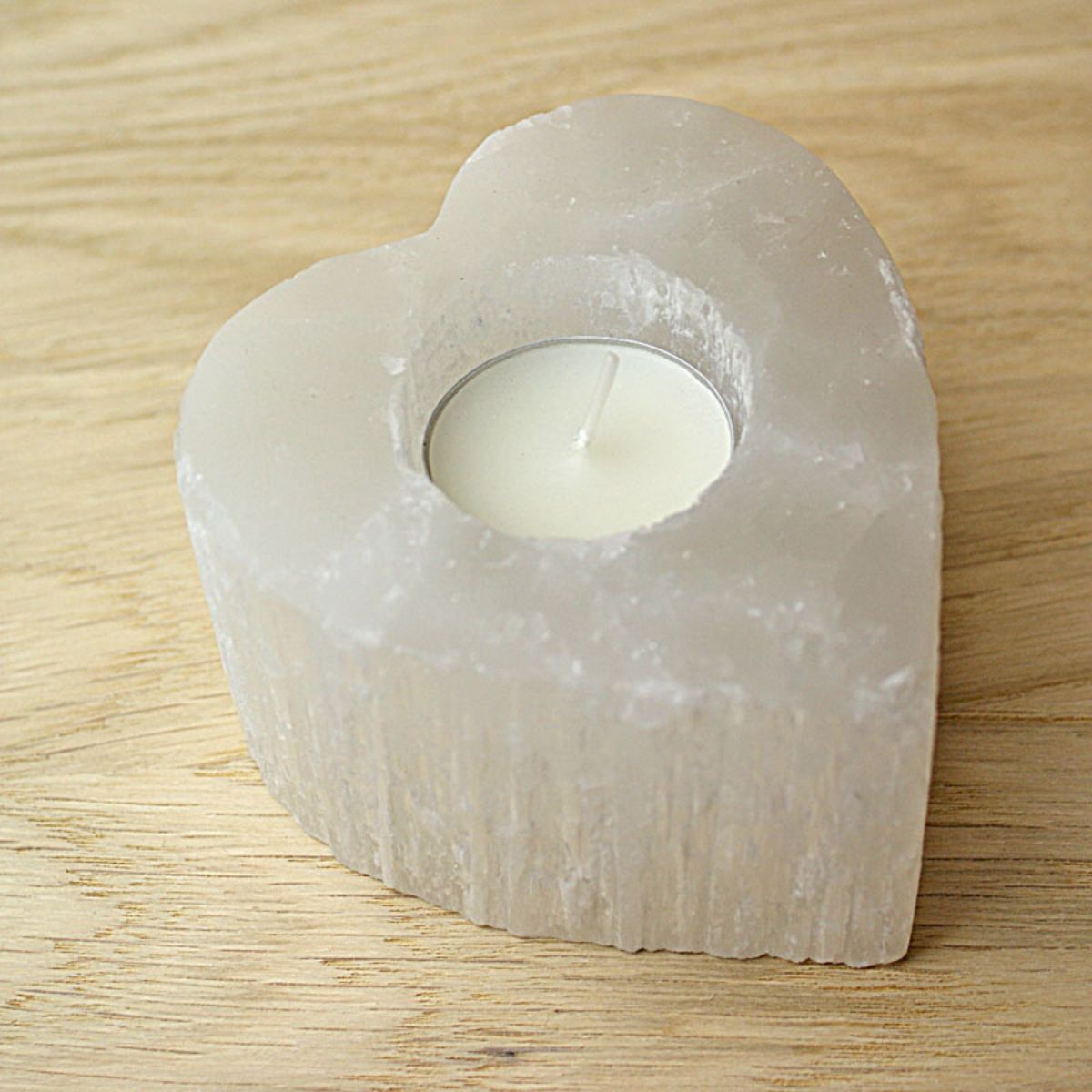 Selenite Tea Light Candle Heart Shape Holder