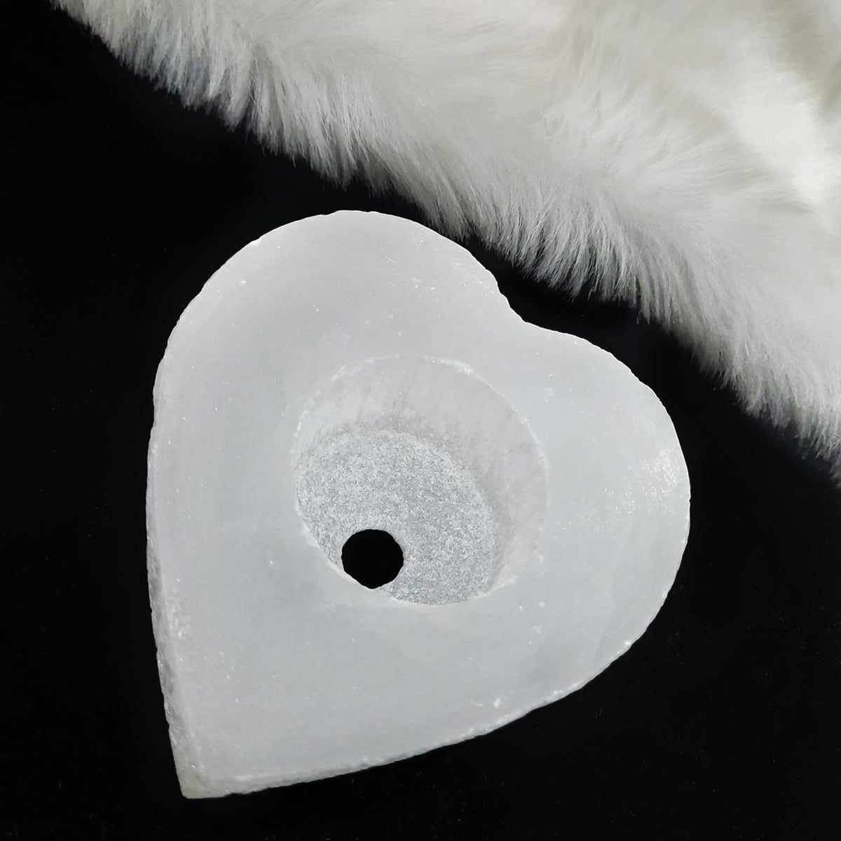 Selenite Tea Light Candle Heart Shape Holder