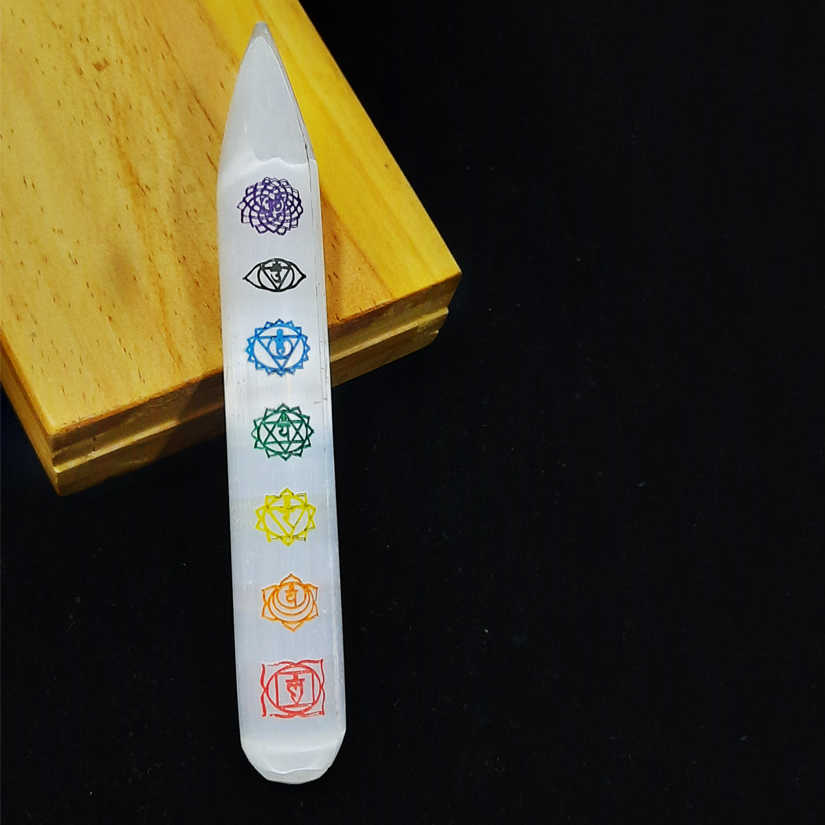 Selenite 7 Chakra Wand