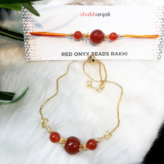 Red Onyx Beads Rakhi