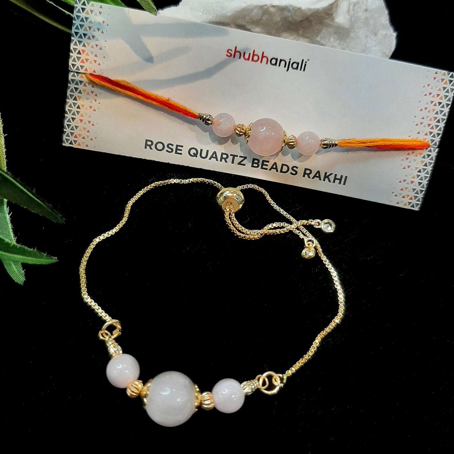 Rose Quartz Beads Rakhi