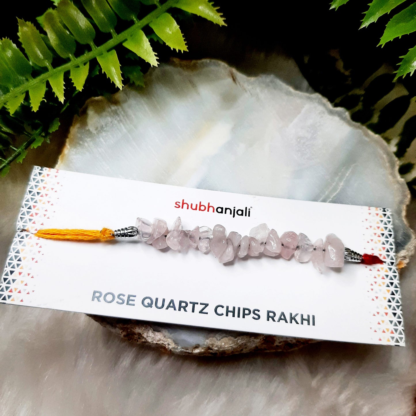 Rose Quartz Chips Rakhi