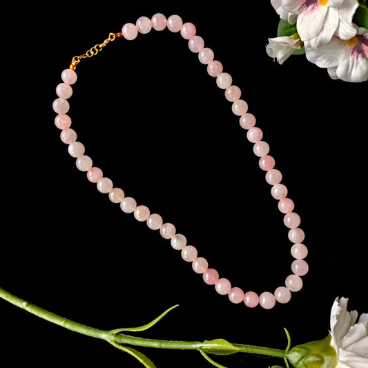 Rose Quartz Crystal Necklace 10mm