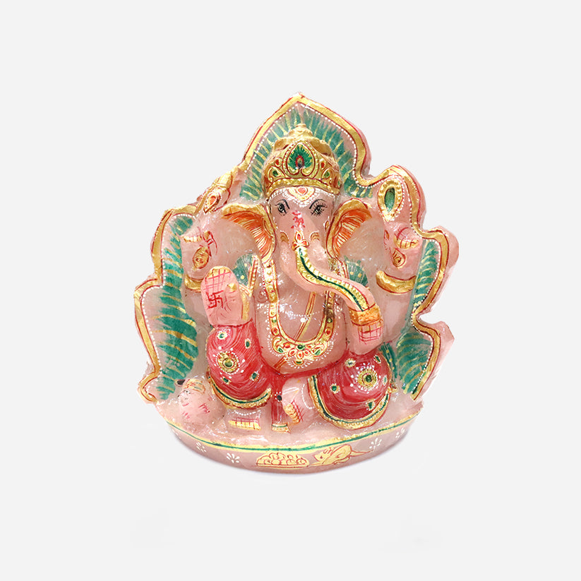 Rose Quartz Ganesh Sculpture-1280 grams