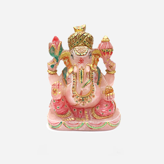 Rose Quartz Ganesh Statue- 2113 Grams