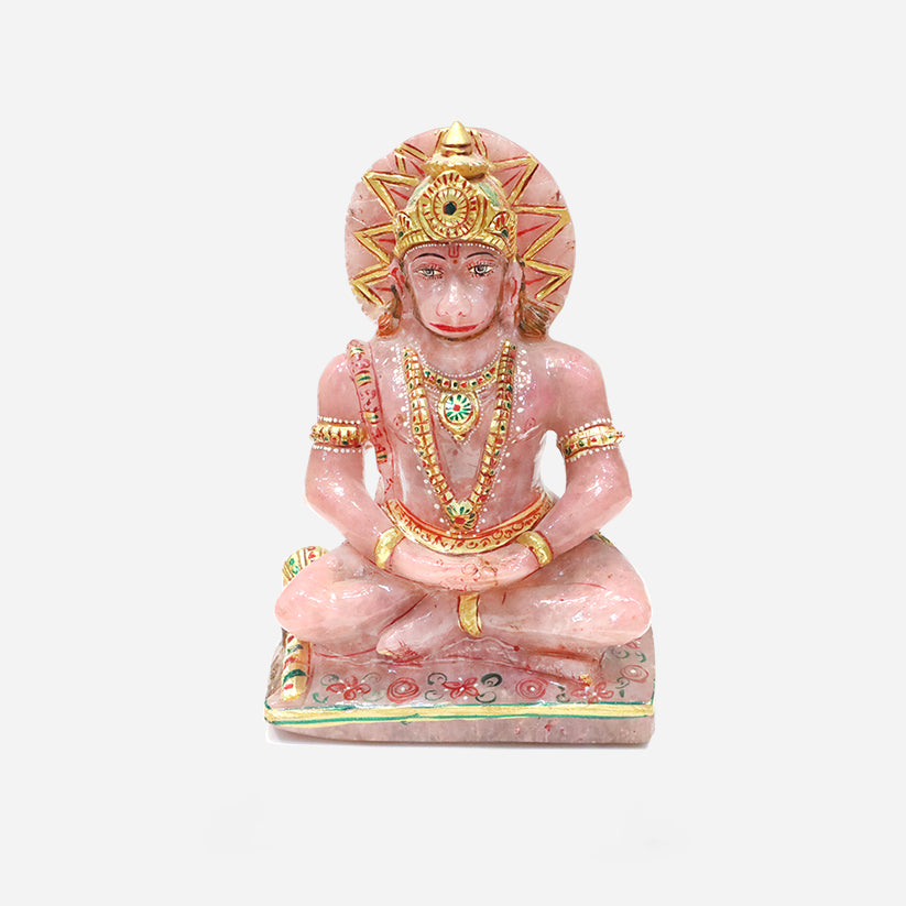 Rose Quartz Hanuman Ji Idol