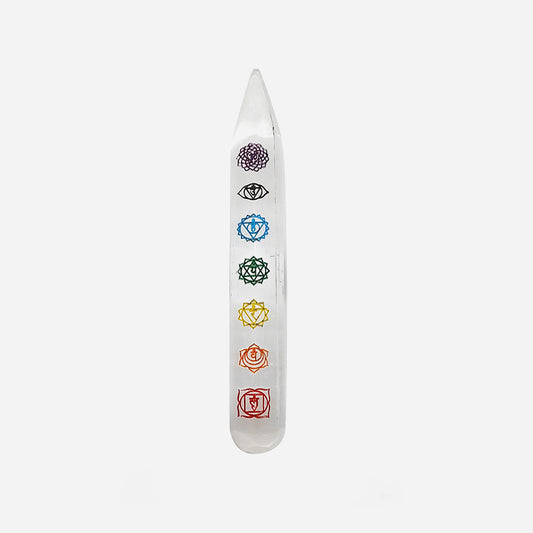 Selenite 7 Chakra Wand