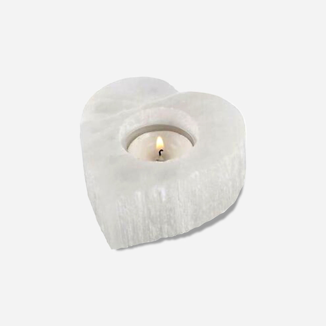 Selenite Tea Light Candle Heart Shape Holder