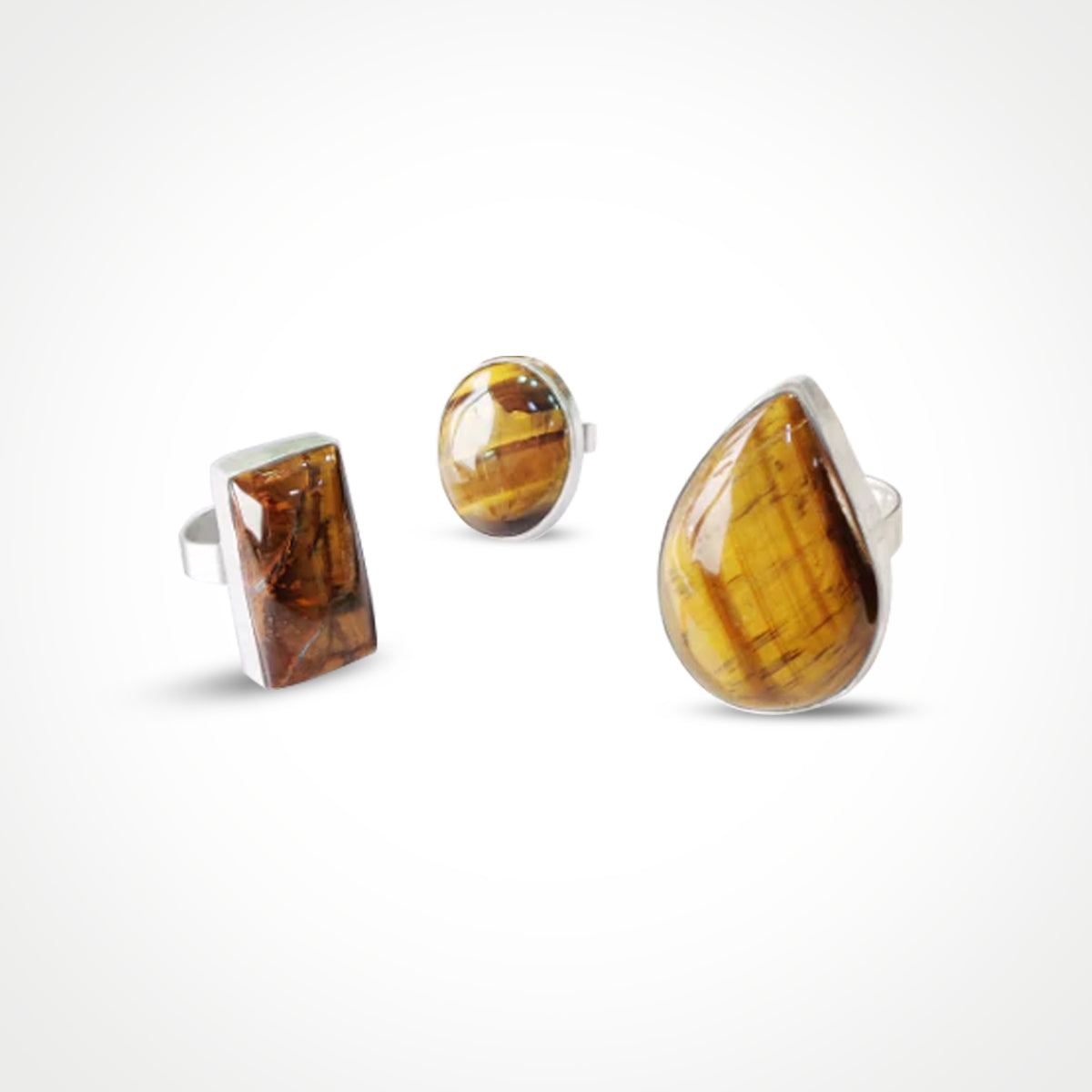 Oval, Drop, Rectangle Tiger's Eye Rings