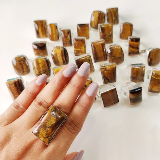 Oval, Drop, Rectangle Tiger's Eye Rings