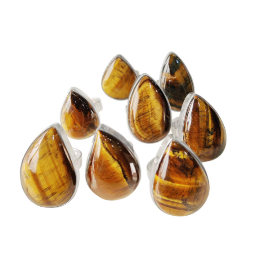 Oval, Drop, Rectangle Tiger's Eye Rings